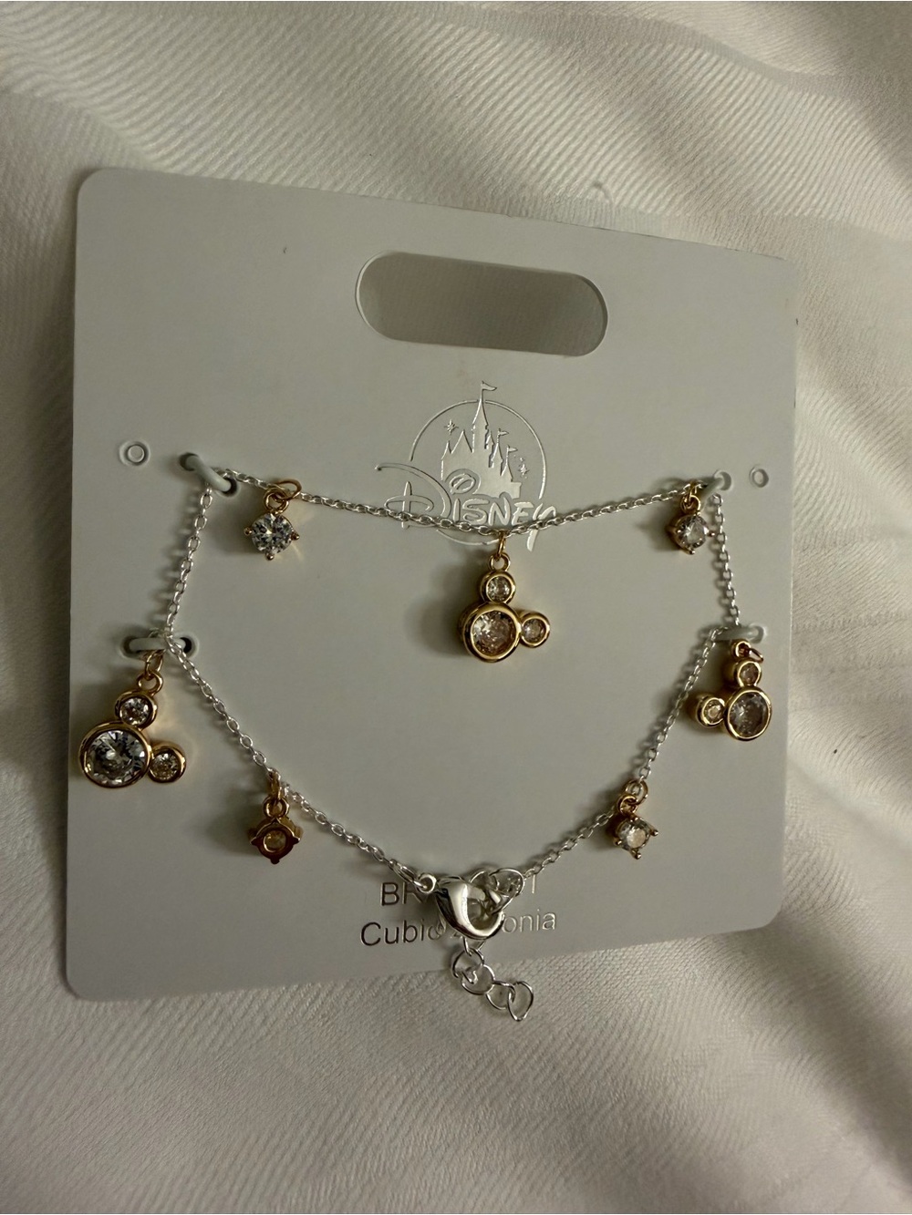 Disney Gold & Silver Mickey Cubic Zirconia Bracelet Set - Picture 2 of 2